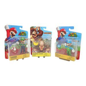 Super Mario Donkey Kong Bananas Luigi Super Mushroom Ice Flower Figures NEW